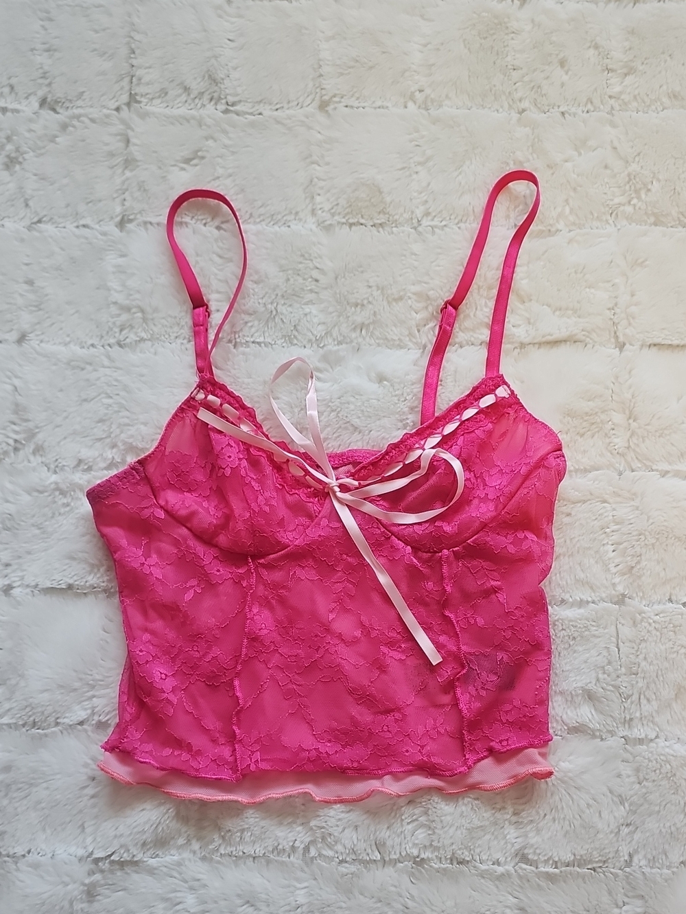 SHEIN Coral Pink Mesh Top